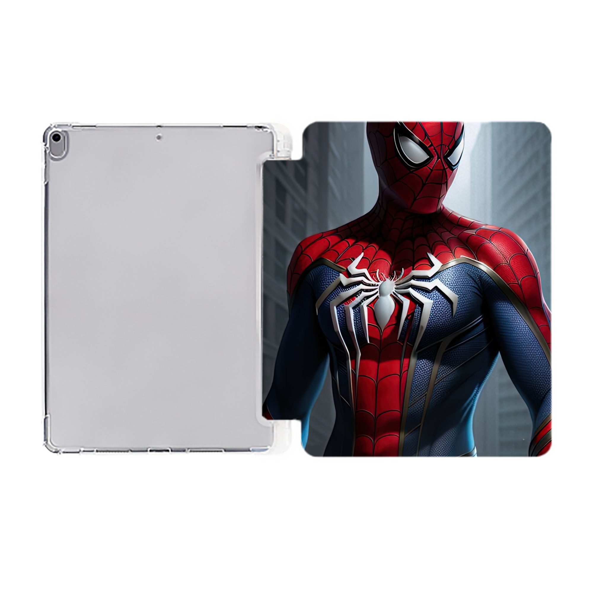 Spider Man スパイダーマン IPad ケース ペン収納付き 三つ折りスタンド PUレザー×シリコン 対応機種9.5/10.5/10.9インチ